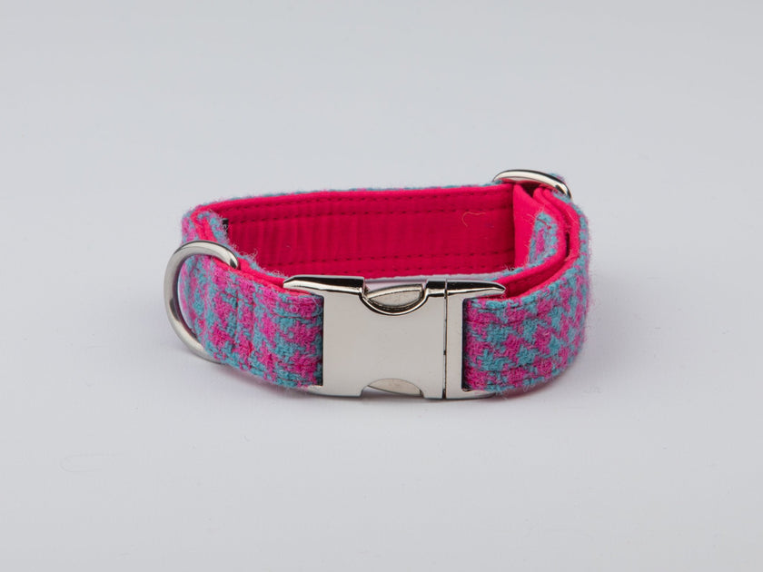 Pink tweed 2024 dog collar