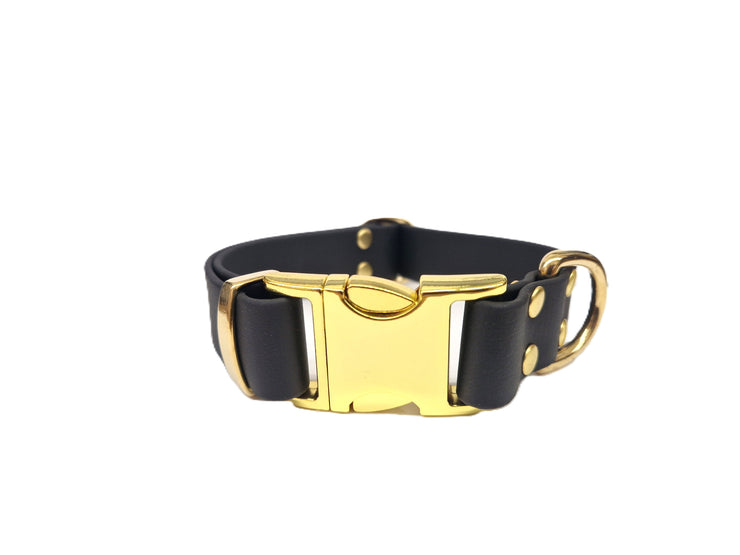 Black Waterproof Biothane Metal Clasp Dog Collar