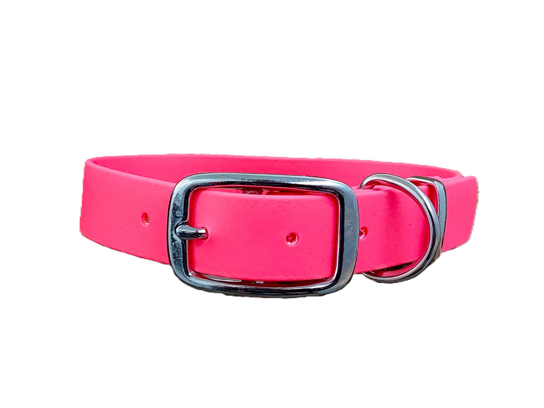 Dog Collar Leather and Biothane Natural Veg-Tanned and Hot on sale Pink