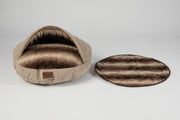 Collared Creatures Luxury Brown Faux Fur Cave Bed Round Blanket