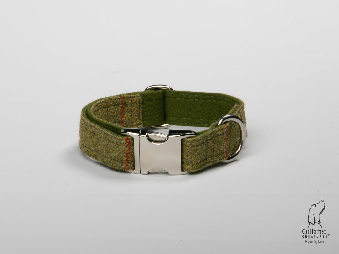 Green tweed dog collar hotsell