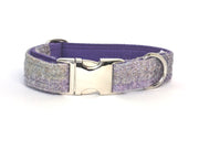 Collared Creatures 38mm Wide lavender Block Check Harris Tweed