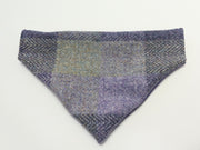 Lavender Block Check Harris Tweed Dog Collar