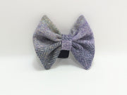 Lavender Block Check Harris Tweed Dog Collar