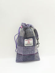 Lavender Block Check Harris Tweed Dog Collar