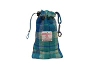 Teal & Blue Check -Buckle Fastening Luxury Harris Tweed Dog Collar