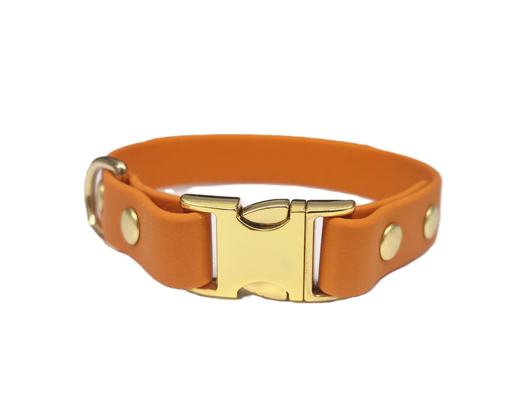 Burnt Orange Small Breed Waterproof Biothane Dog Collar 21cm to 28cm Neck