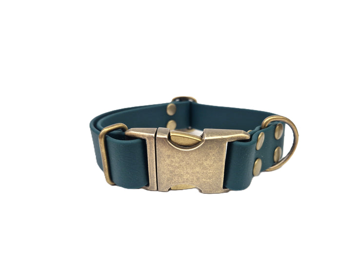 Dark Green Waterproof Biothane Metal Clasp Dog Collar