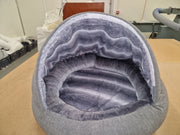 Grey Deluxe Comfort Cocoon Dog Bed with New Grey Faux Fur Interior