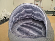 Grey Deluxe Comfort Cocoon Dog Bed with New Grey Faux Fur Interior