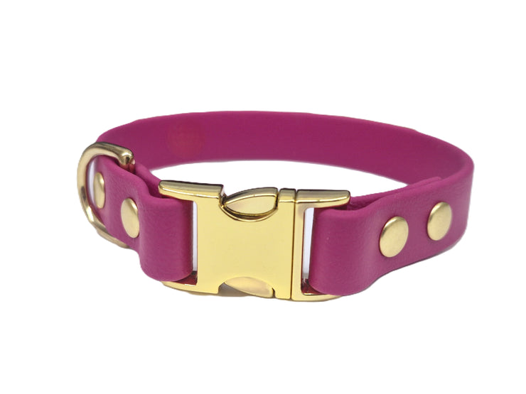 Magenta Small Breed Waterproof Biothane Dog Collar 21cm to 28cm Neck