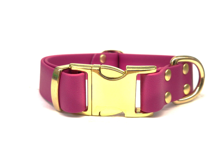 Magenta Waterproof Biothane Metal Clasp Dog Collar Handmade in Yorkshire