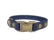 Navy Small Breed Waterproof Biothane Dog Collar 21cm to 28cm Neck