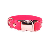 Neon Pink Small Breed Waterproof Biothane Dog Collar 21cm to 28cm Neck