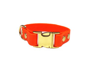 Neon Orange Small Breed Waterproof Biothane Dog Collar 21cm to 28cm Neck 