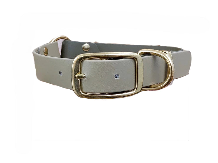 Olive & Beige Multicolour Waterproof Biothane Buckle Dog Collar