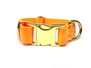 Tangerine Waterproof Biothane Metal Clasp Dog Collar Handmade in Yorkshire