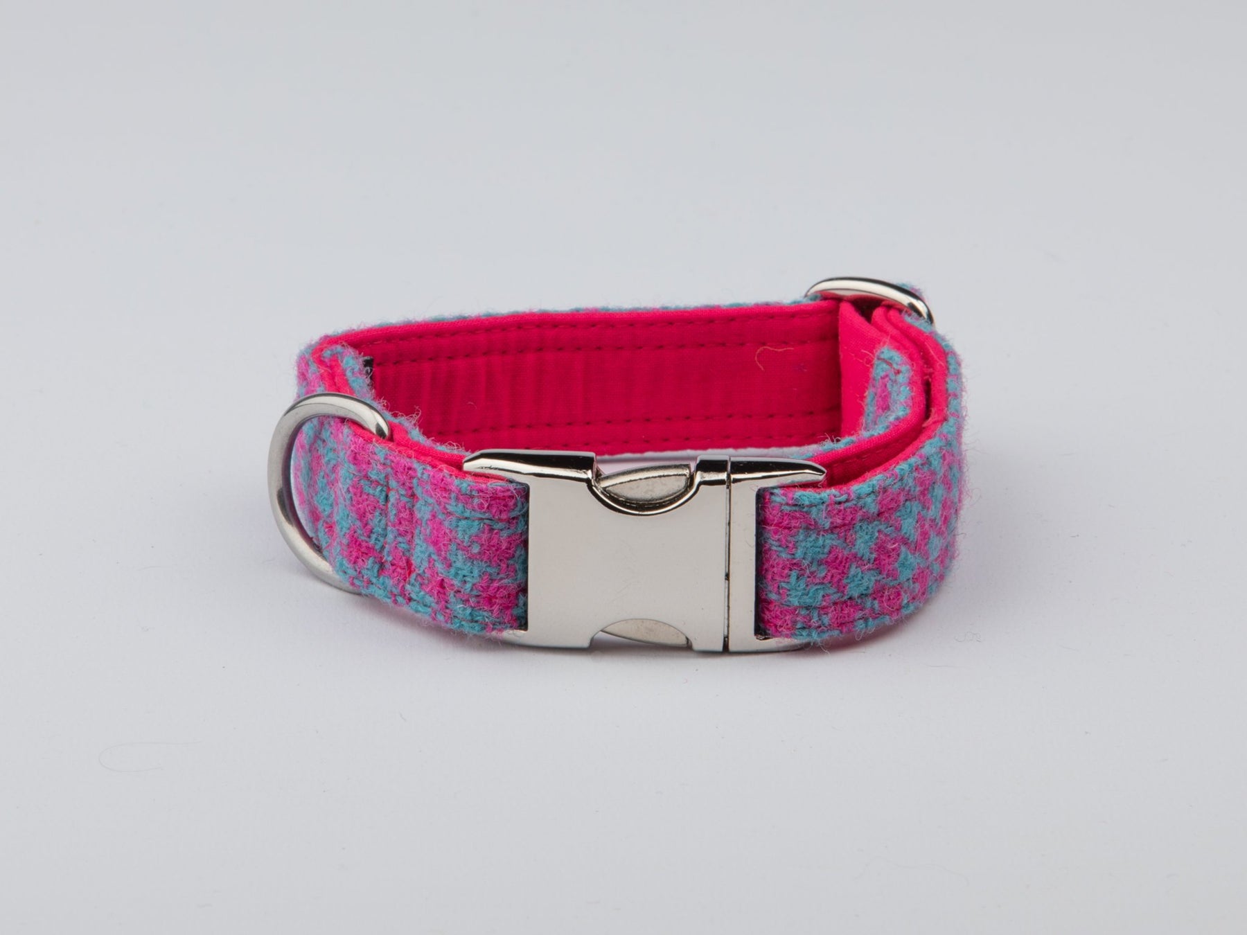 Pink harris shop tweed dog collar