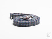 Lilac & Blue small Check Luxury Harris Tweed Dog Lead |collared creatures