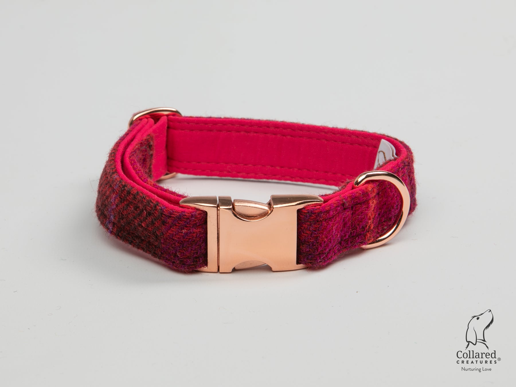 Pink harris clearance tweed dog collar